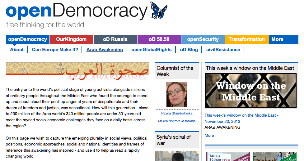 Screenshot from oD's Arab Awakening webpage